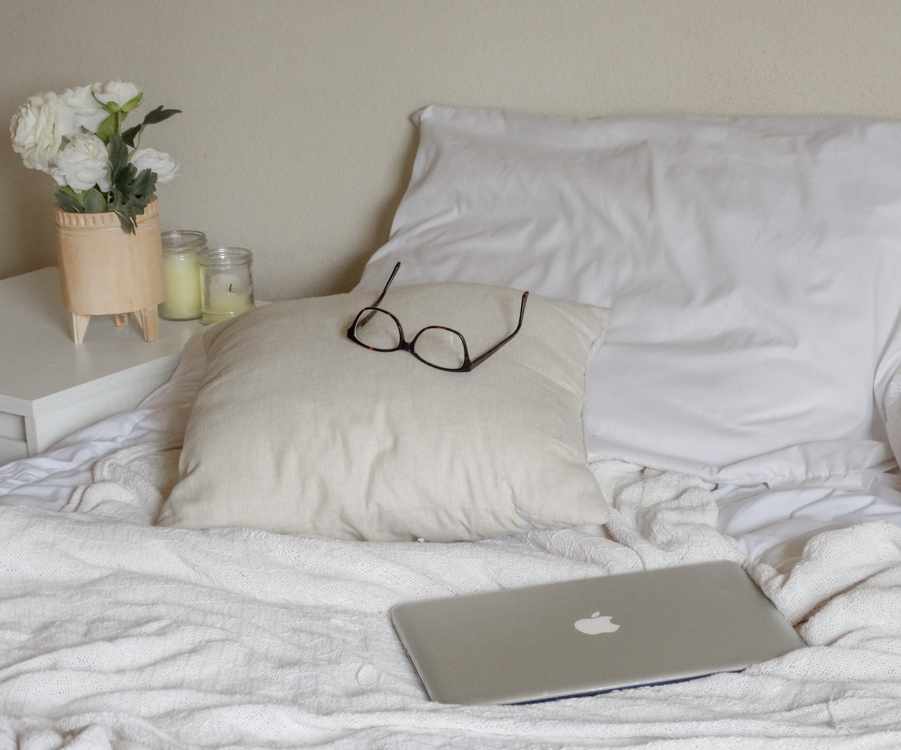 bed with laptop