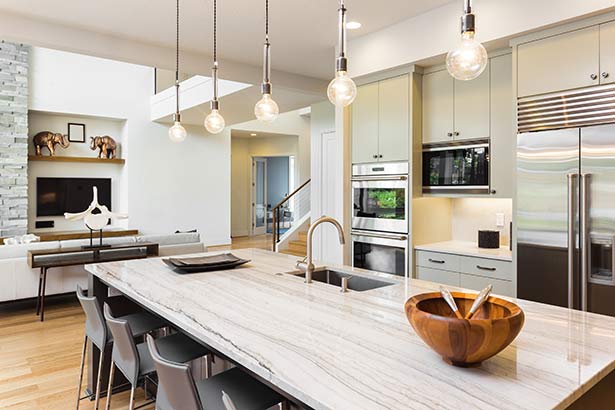 an white industrial-designed kitchen