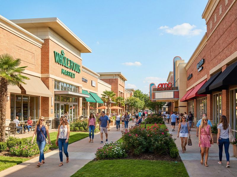 People shopping at an outdoor mall