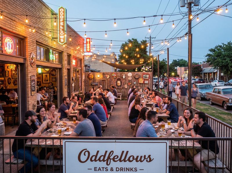 Outdoor dining at Oddfellows café