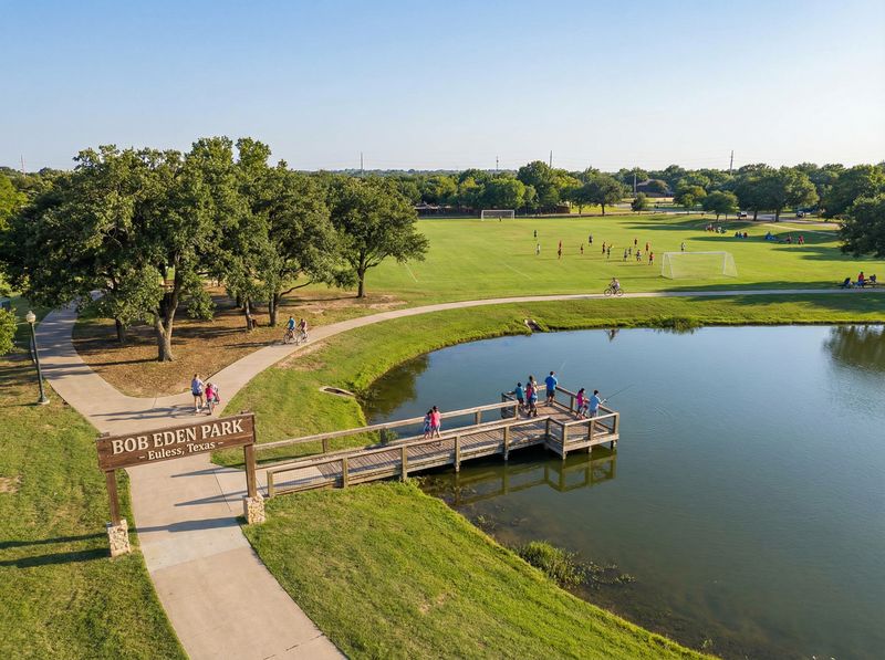 Bob Eden Park with pond and sports field