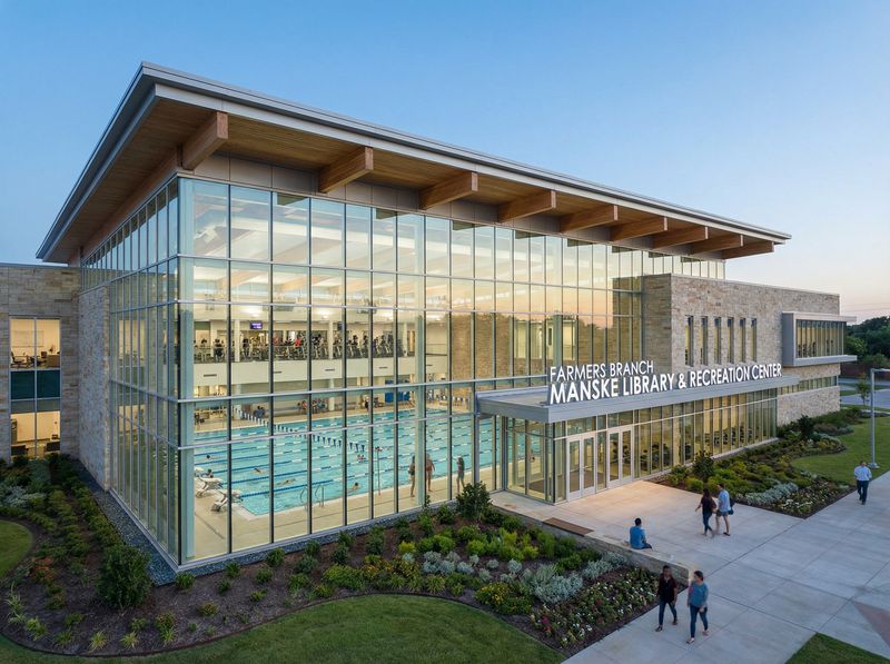 Modern library and recreation center exterior view.