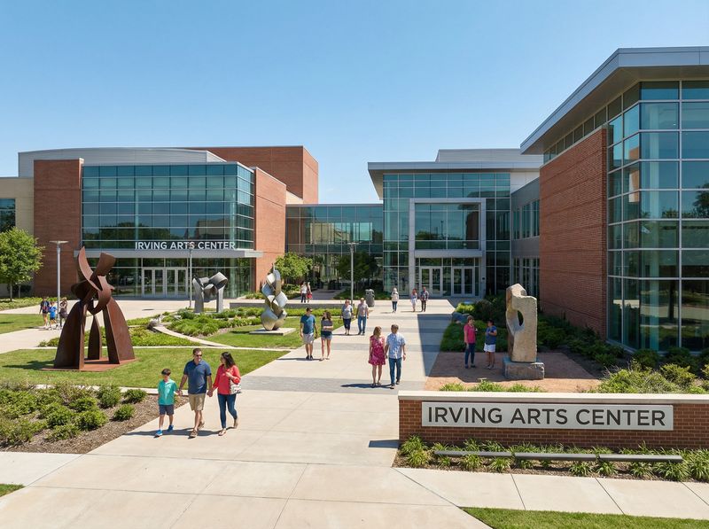 Irving Arts Center with visitors outside