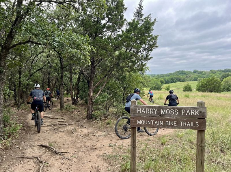 Cyclists on Harry Moss Park trail.