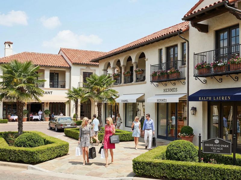 Shoppers in Highland Park Village shopping center.