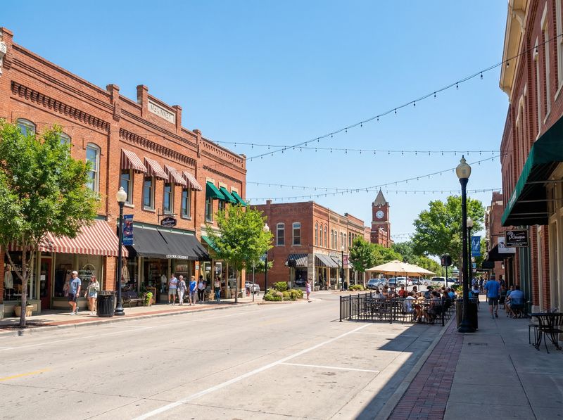 Quaint downtown street with shops and cafes