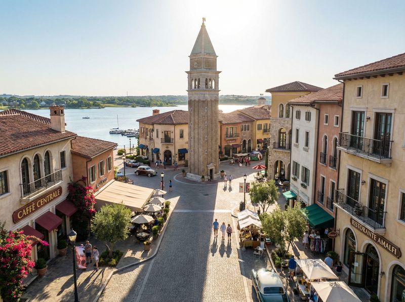 European-style plaza with tall clock tower