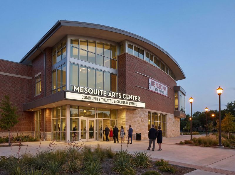 Mesquite Arts Center exterior at dusk