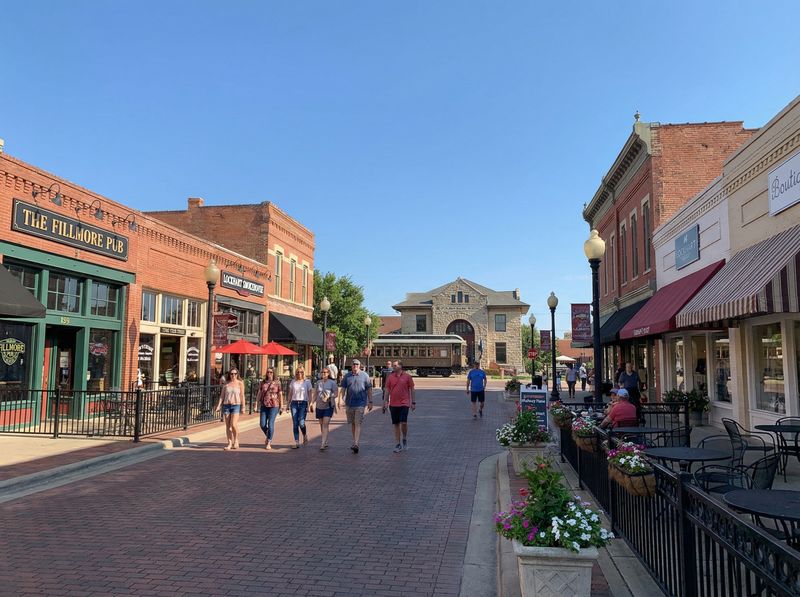 People walking in a charming downtown area