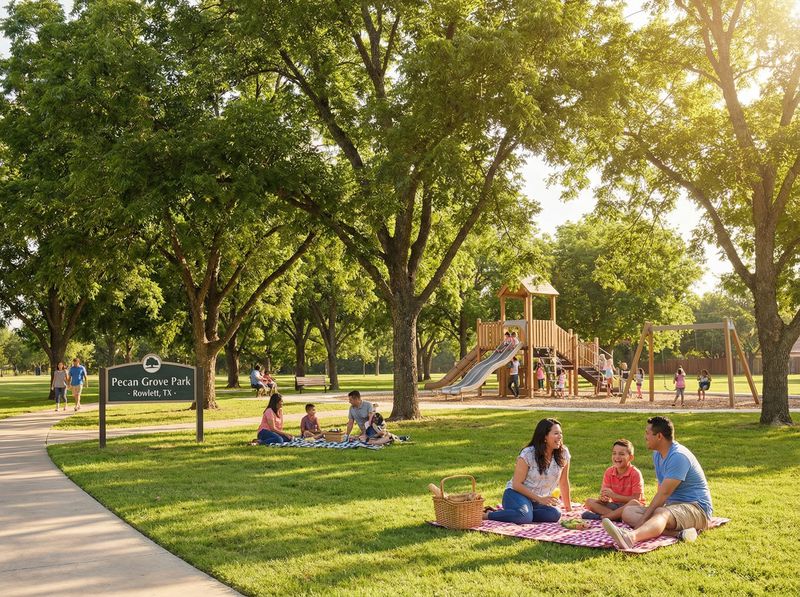 Families enjoying a sunny day at Pecan Grove Park