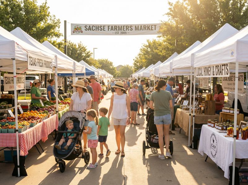People shopping at outdoor farmers market