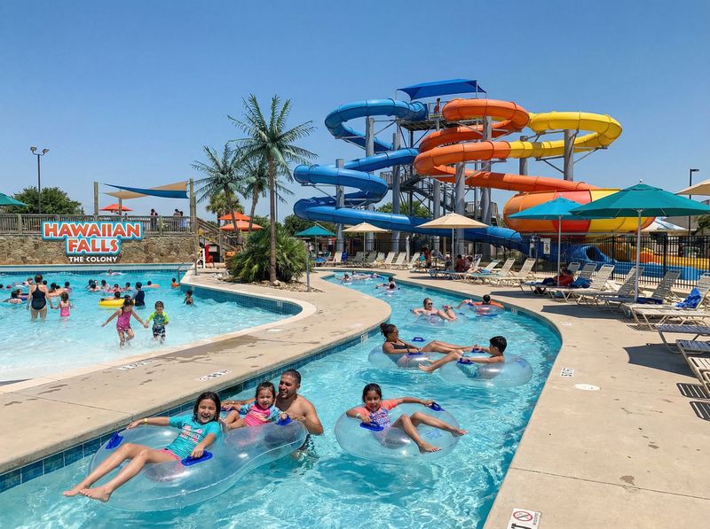 Families enjoying a water park's lazy river