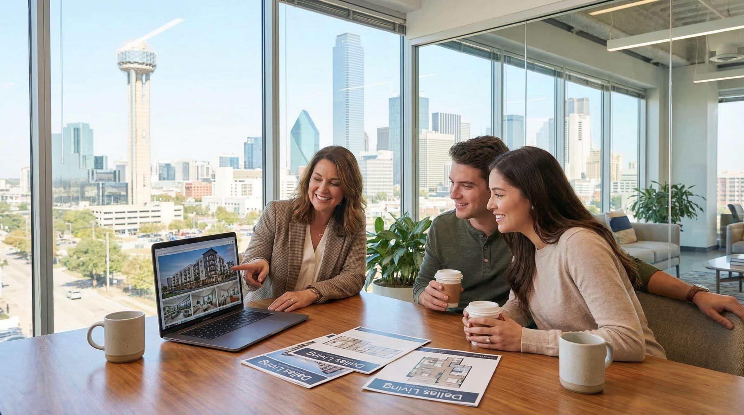 Real estate agent showing property images