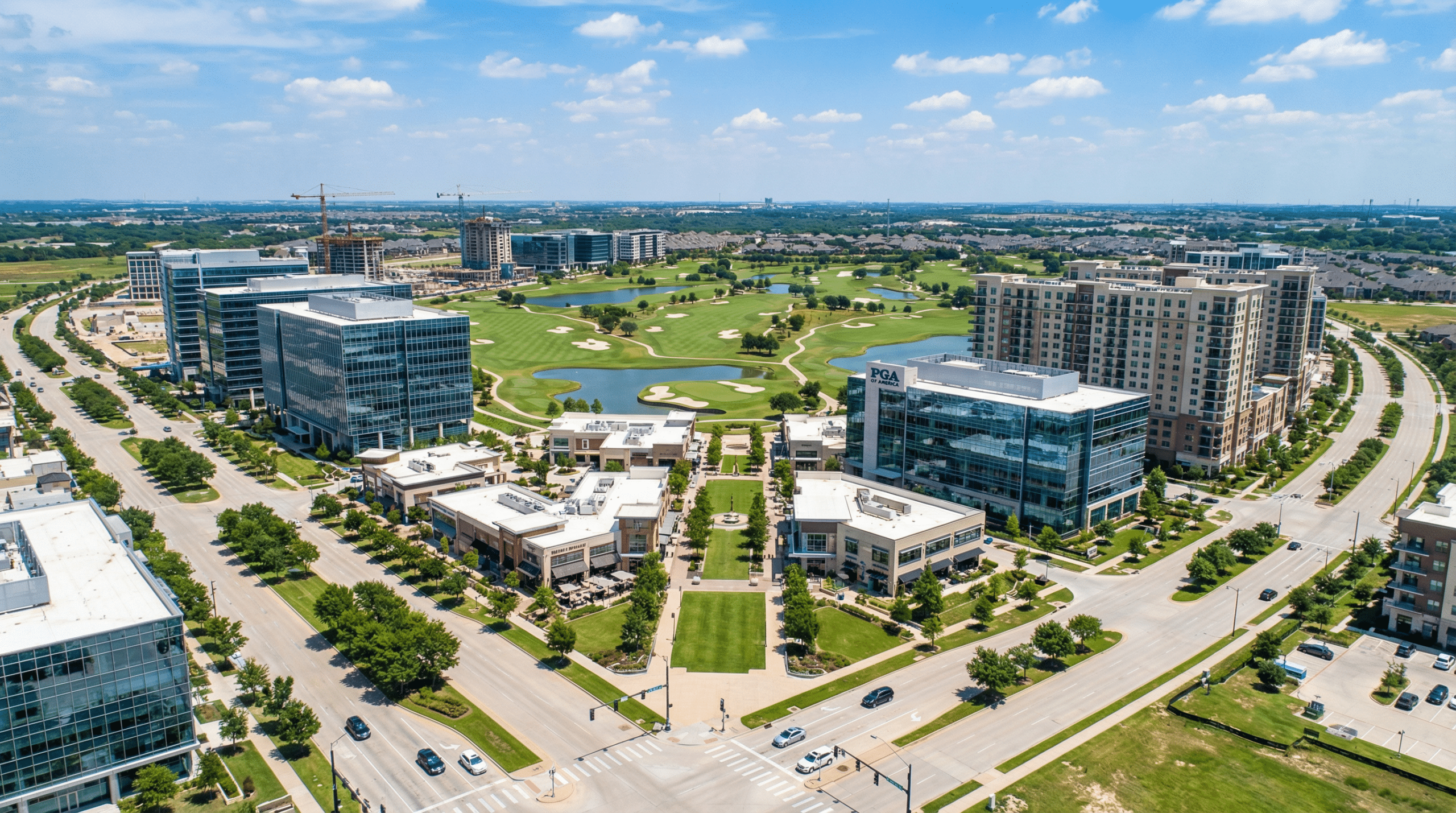 Aerial view of a modern urban area