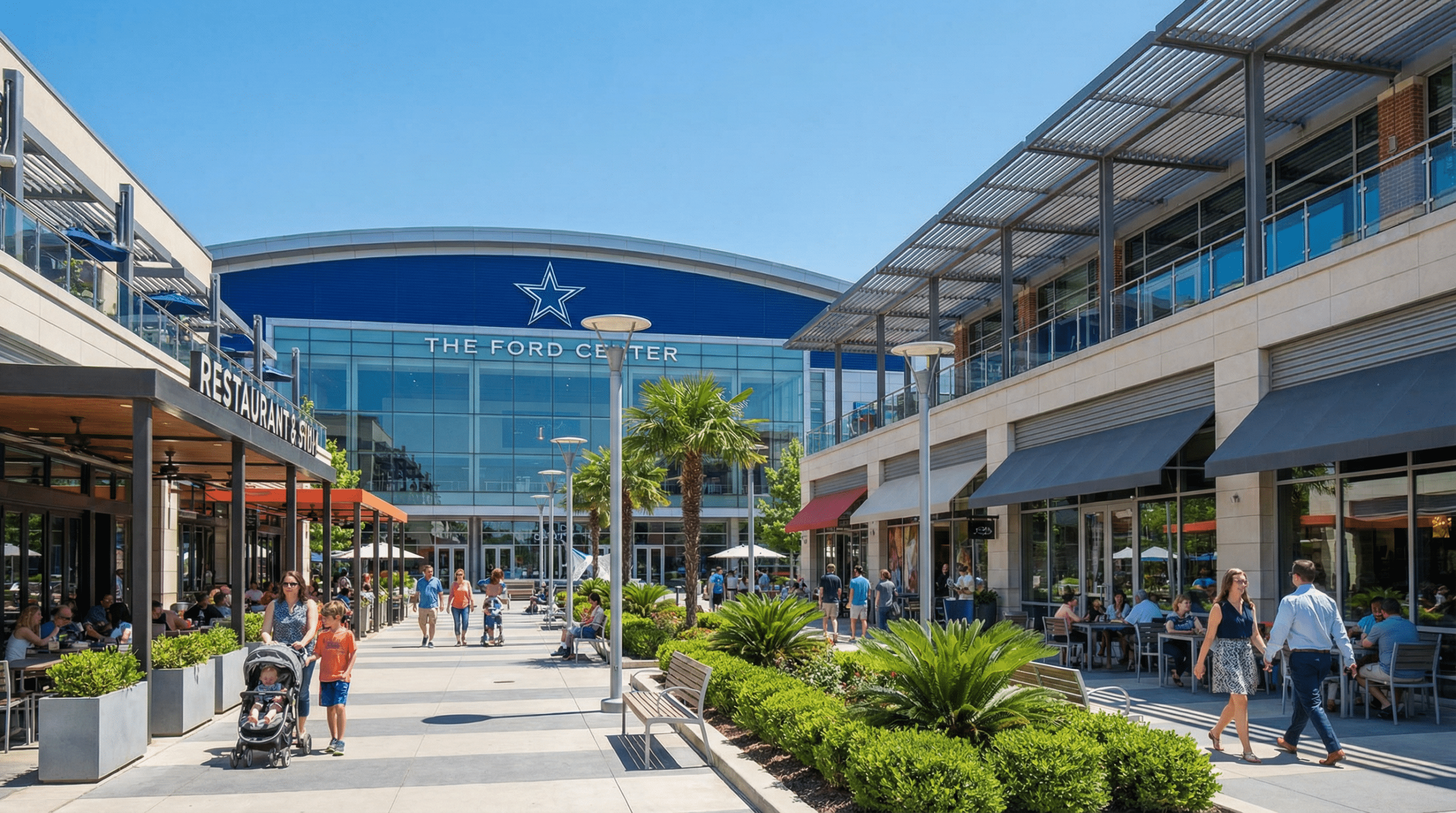 People walking at The Ford Center entrance