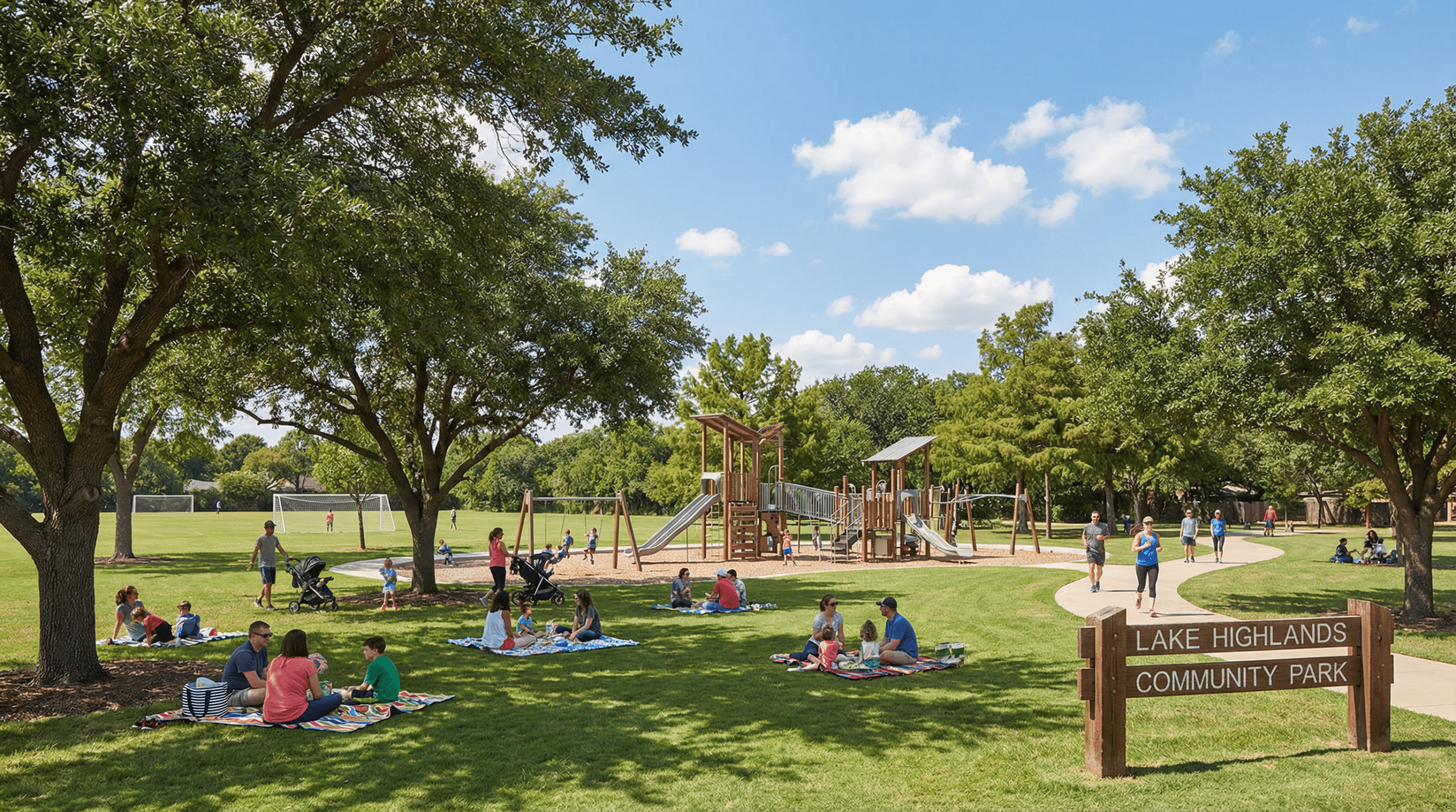 Families enjoying a sunny day at community park